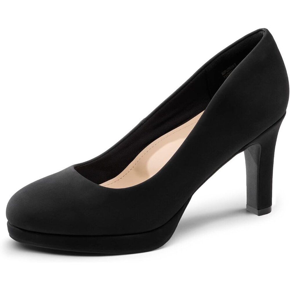 Dream Pairs Women's Black-nubuck Polyurethane Close Toe Low Kitten Heels Pump